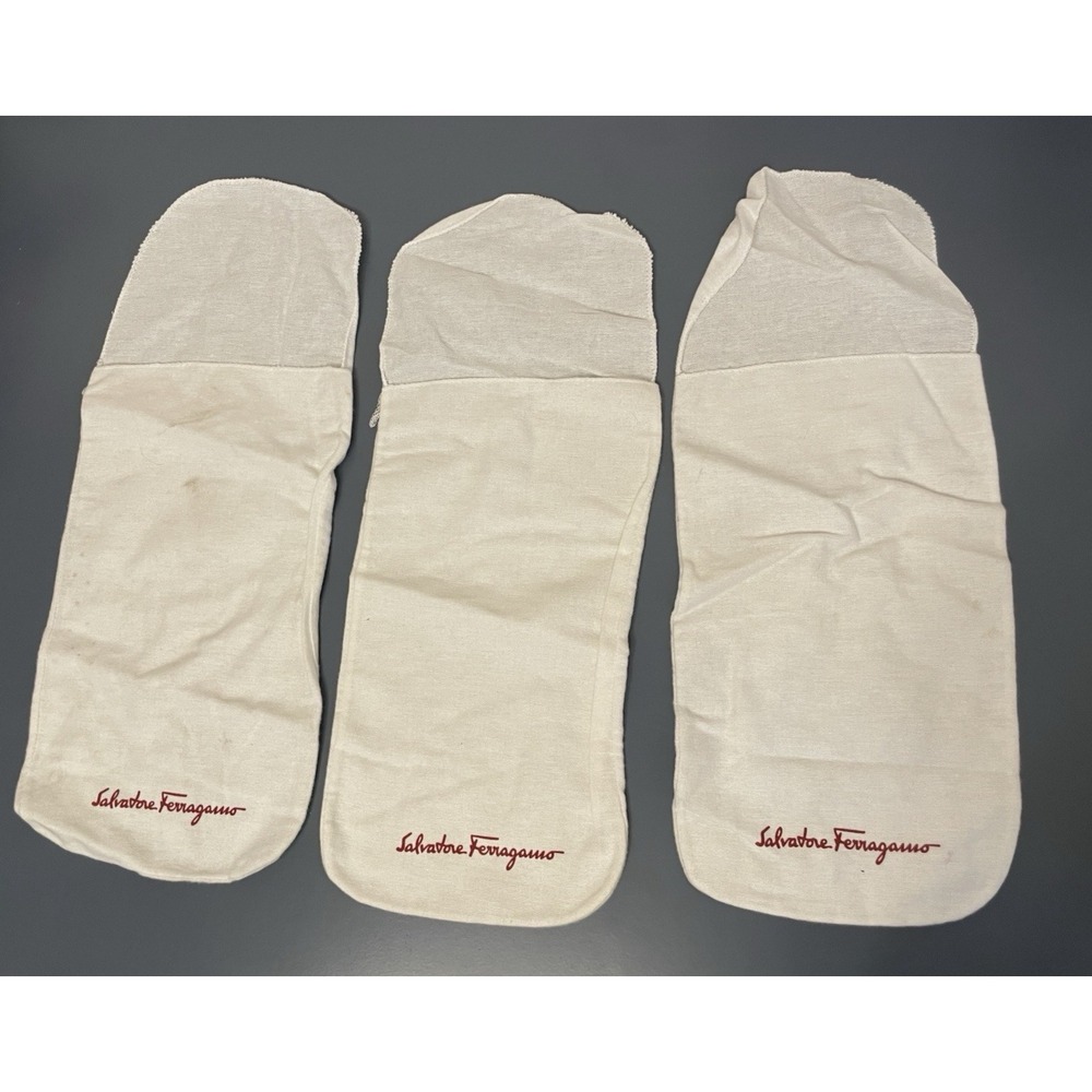 Salvatore Ferragamo Dust Bags Set of 3 Shoe Travel Felt White Flap 13"‎ x 7.5"